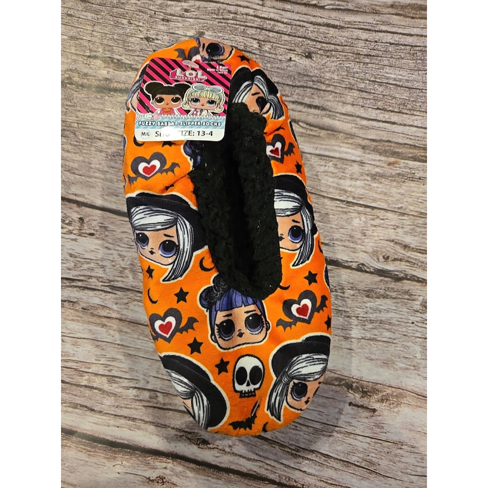 LOL Surprise Fuzzy Babba Halloween Slipper Socks with Grippers NWT Sz 13-4 (24)